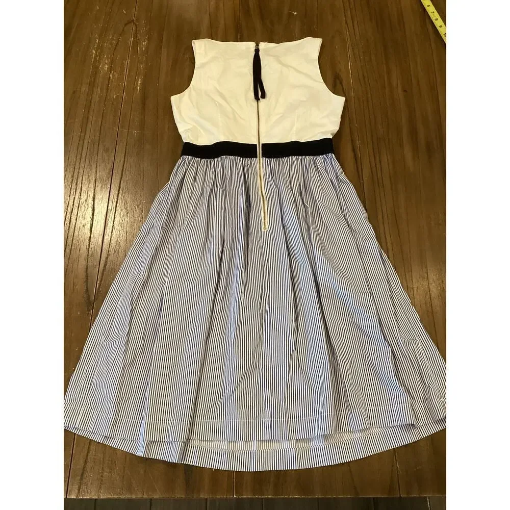 Kate Spade Broome Street Sleeveless Pinstripe Blue White Mini Dress Size 0